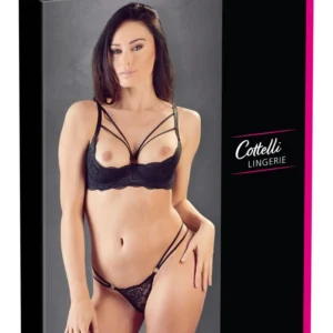 Cottelli Collection Shelf Bra Set Lace Black 85C Silver Details