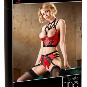 Cottelli Collection Shelf Bra Set Red 85C/L with Lace Details