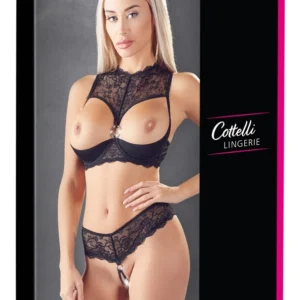 Cottelli Collection Shelf Bra Set 85B/L with Lace and Decorative Ring