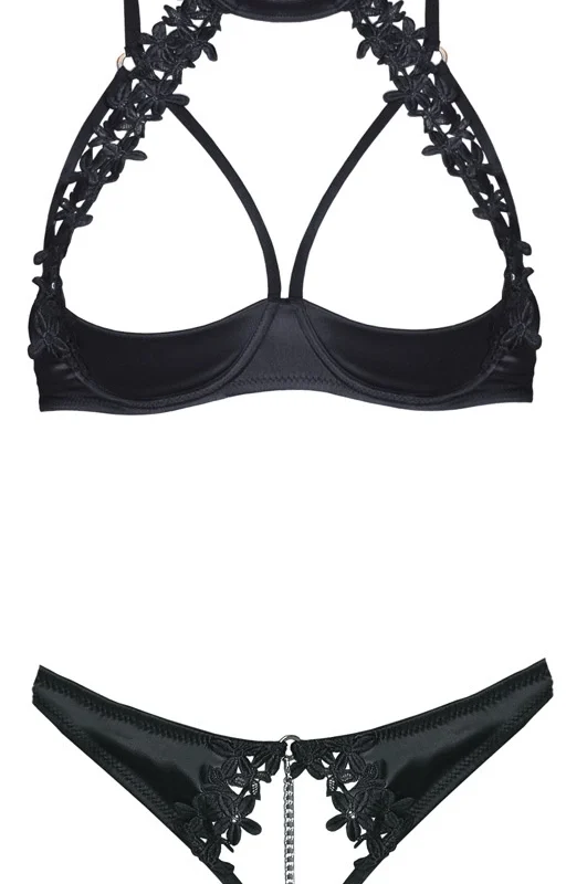 Cottelli Lingerie Shelf Bra Set 85B/L with Embroidered Floral Design