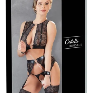 Cottelli Collection Bondage Lingerie Set M - 3-Piece Wetlook & Lace