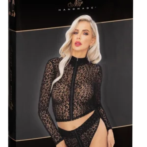 Noir Handmade Top Leo XL - Semi-Transparent Mesh, Leopard Pattern