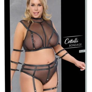 Cottelli Collection Bondage Set XL - Matte & Mesh Lingerie with Restraints