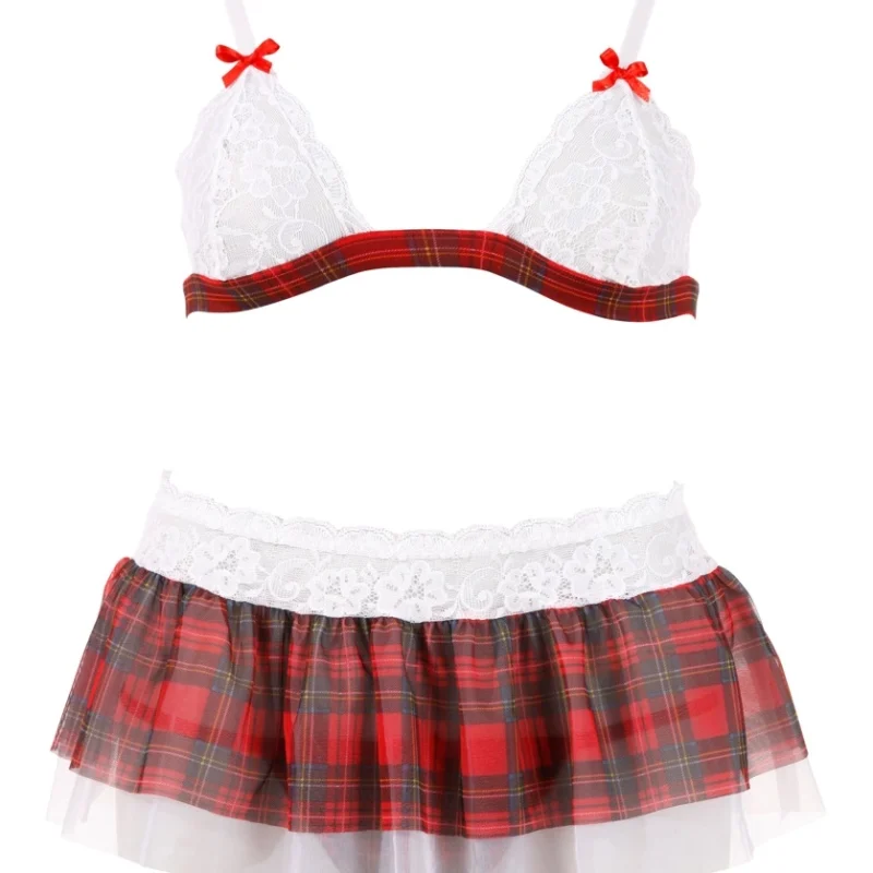 Cottelli Collection Top & Skirt Set Red Checkered S