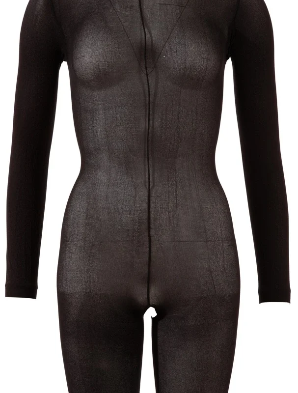Cottelli Collection Power Net Catsuit with Lace Collar M/L Black