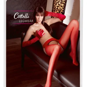 Cottelli Collection Red Suspender-Style Tights S/M Polyamide