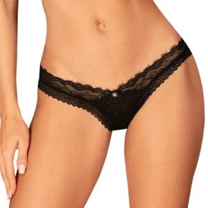 Obsessive Medilla Lace Thong XL/2XL Black - Eyelash Lace & Comfort