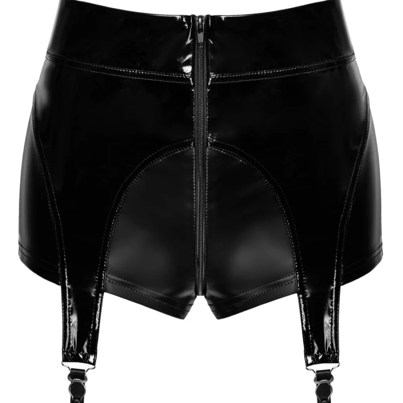 Noir Handmade Powerwetlook Suspender Panty XL with 2-Way Zip Black