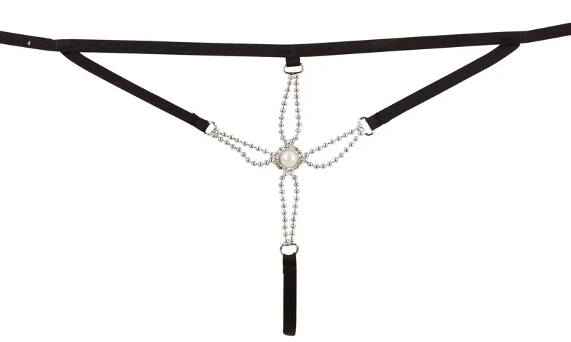 String Starfish M/L - Strap Design with Decorative Pearls, Black