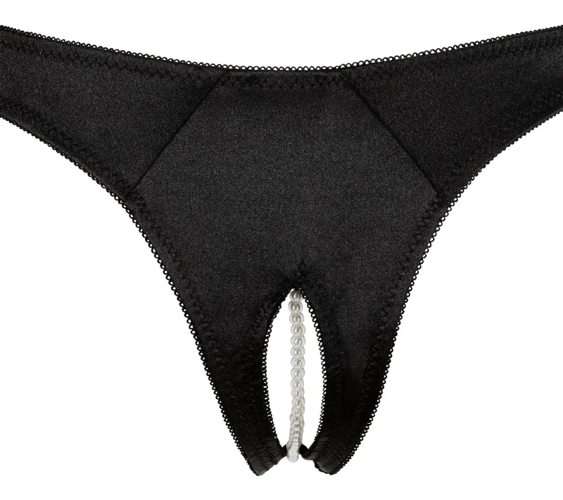 Cottelli Collection G-String Pearls Black Satin Embroidered M