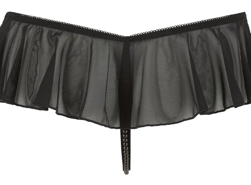 Cottelli Collection G-String S Black with Decorative Frills and Pearls