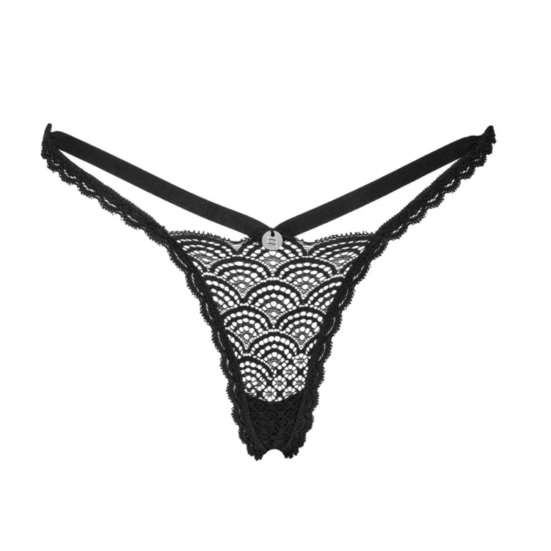Obsessive Chemeris Lace Thong XL/2XL Black - Elegant Strap Detail