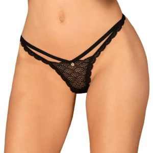 Obsessive Chemeris Lace Thong XL/2XL Black - Elegant Strap Detail