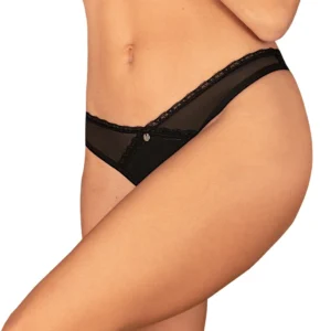 Obsessive Latinesa Crotchless Thong M/L Black Lace Trim