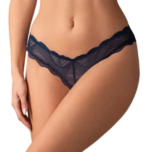 Obsessive Nightly Blue Lace Crotchless Thong XS/S - Elegant Transparent Lingerie