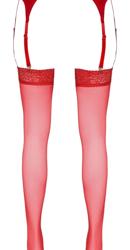 Cottelli Collection Red Stockings 20 Denier Wide Lace Top 5 Size