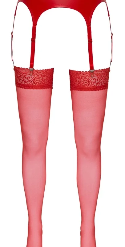 Cottelli Collection Red Stockings 20 Denier Wide Lace Top 5 Size