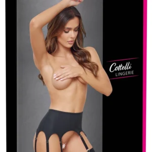 Cottelli LINGERIE Suspender Belt 4x Matte Black, Size L, 8 Straps
