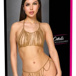 Cottelli Accessories Chain Bikini Set Gold Adjustable Metal Design