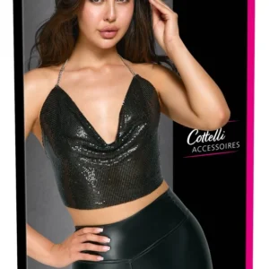 Cottelli Accessories Metal Crop Top Black Adjustable Chains