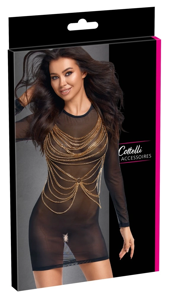 Cottelli ACCESSOIRES Body Chain Gold - Adjustable Metallic Jewelry Harness