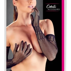 Cottelli Collection Net Gloves S-L - Elbow-Length, Black, Stretch Fit