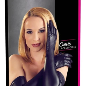 Cottelli Collection Matte Black Long Gloves S-L Stretch Fit