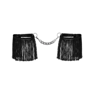 Obsessive Sherila Black Fringed Adjustable Wrist Cuffs