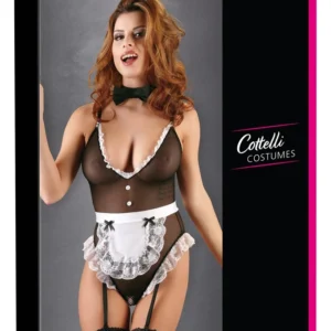 Cottelli Collection Maid Body S Powernet Bodysuit with Lace Accents