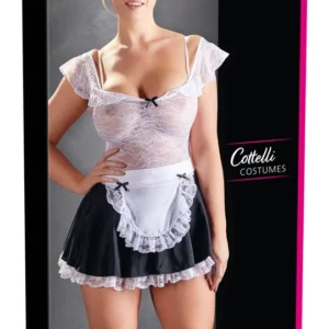 Cottelli Collection Maid Dress XL Adjustable Straps Lace Black & White