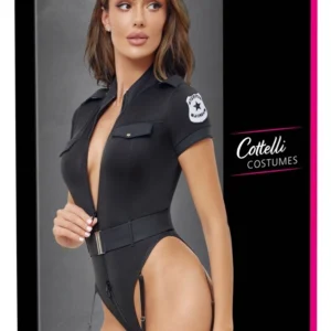 Cottelli Costumes Police Body S - Black Stretch Uniform Bodysuit