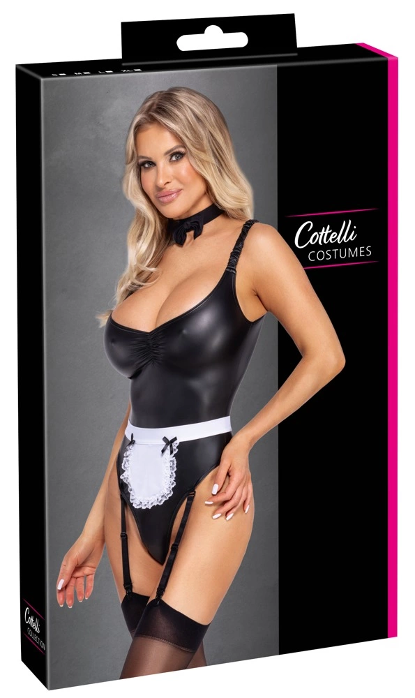 Cottelli Costumes Maid Body M - 3-Piece Stretch Set, Black & White