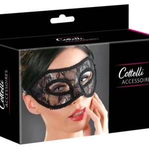 ZADO Elegant Lace Eye Mask with Satin Ribbon - Black, Universal Fit
