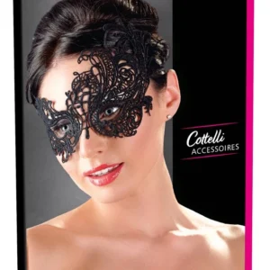 Cottelli Collection Embroidered Eye Mask Elegant Black Lace Design
