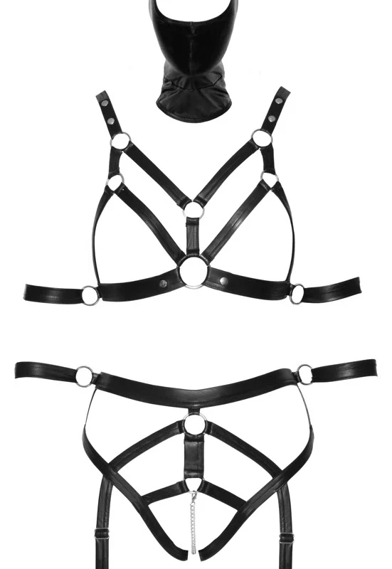 Bad Kitty Strap Set with Adjustable Harness and Head Mask - Size M
