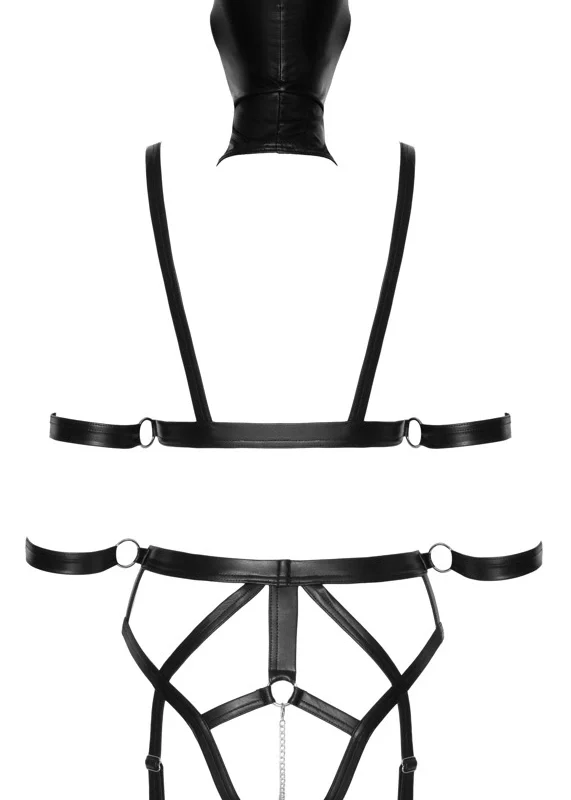 Bad Kitty Strap Set with Adjustable Harness and Head Mask - Size M
