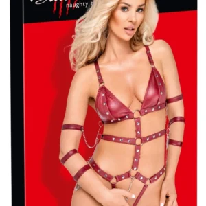 Bad Kitty Body Harness Red S - Adjustable Straps & Detachable Chains