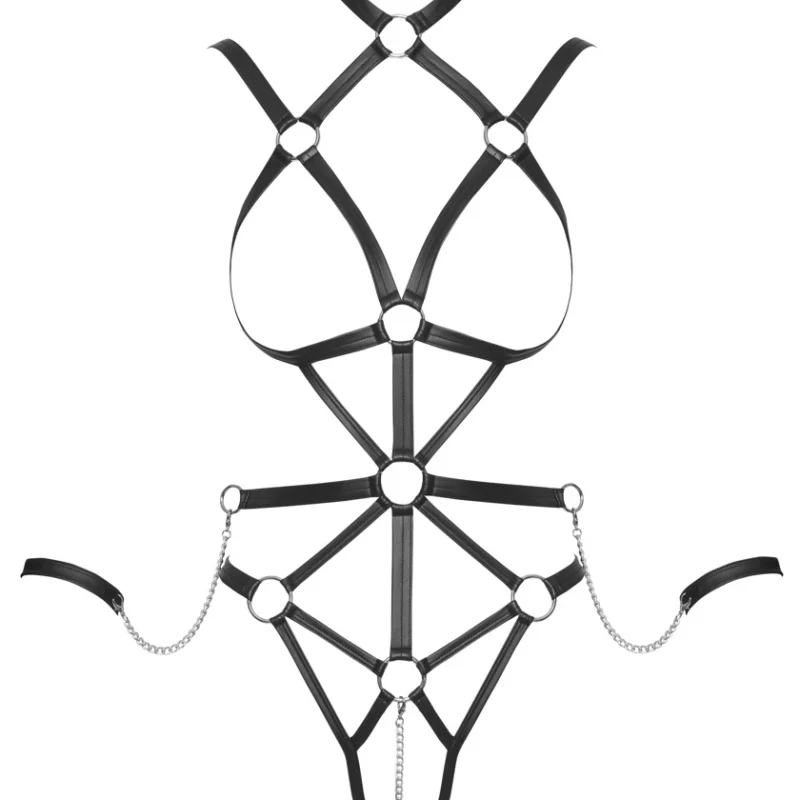 Bad Kitty Adjustable Strap Harness Body S with Removable Chains