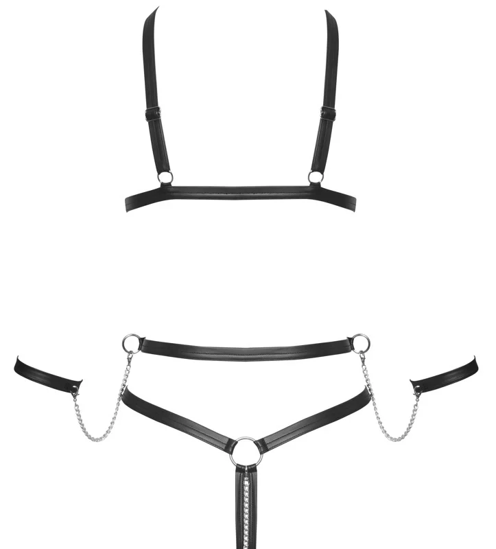 Bad Kitty Adjustable Strap Harness Body S with Removable Chains