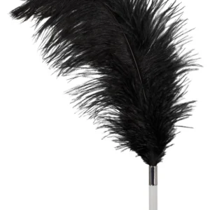 Zado Black Ostrich Feather Wand Acrylic Handle 13cm Elegant Design