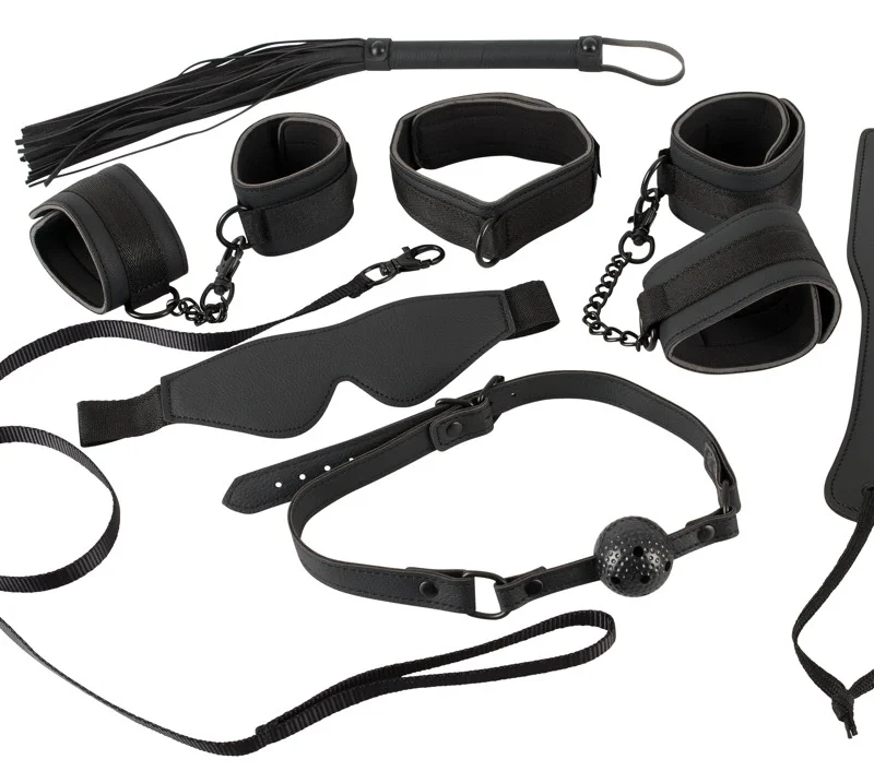 Bad Kitty Bondage Set 7-Piece Adjustable Faux Leather Black
