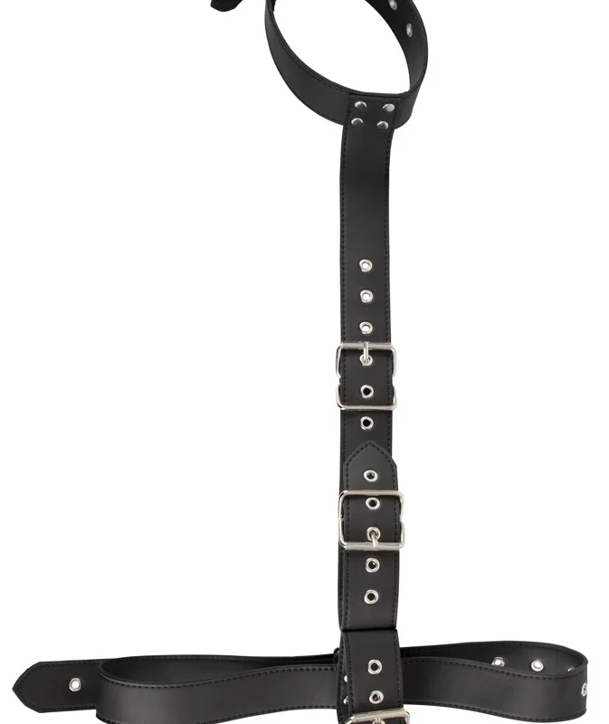 You2Toys Vegan Neck-Wrist Restraint Set Adjustable Faux Leather Black