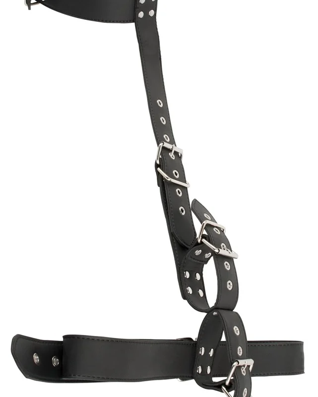You2Toys Vegan Neck-Wrist Restraint Set Adjustable Faux Leather Black