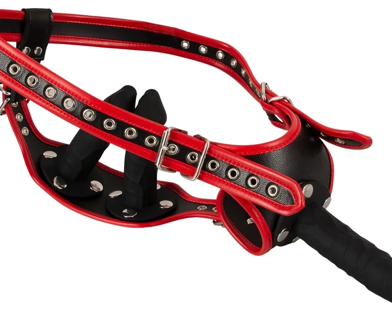 Bad Kitty Harness 2XL - Adjustable Leather-Look Set with 3 Silicone Attachments