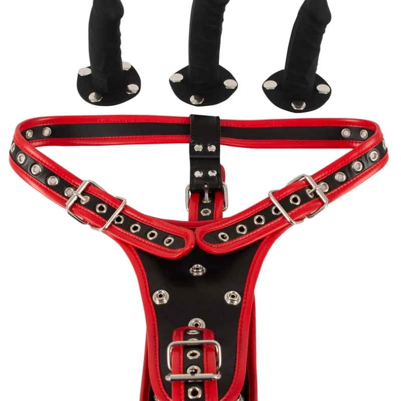 Bad Kitty Harness 2XL - Adjustable Leather-Look Set with 3 Silicone Attachments