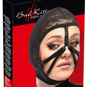 Bad Kitty Lace Head Mask Black - Stretchable Elegant Design
