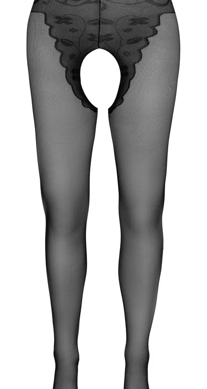 Cottelli Collection Open Crotch Suspender Tights 20 Den Black
