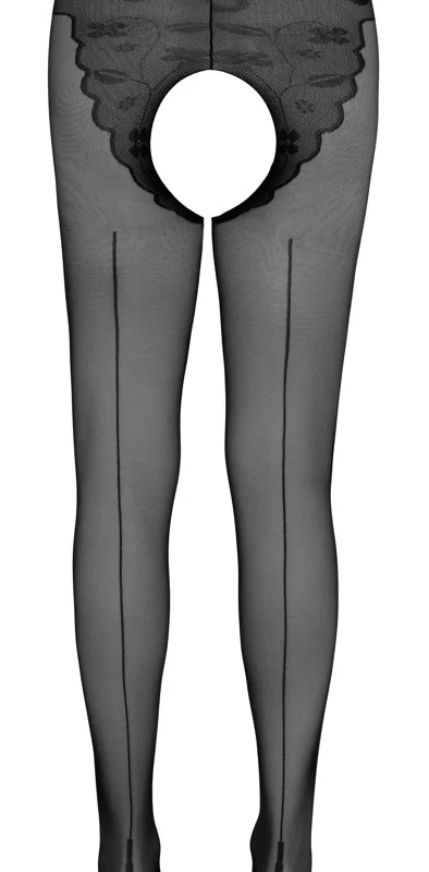 Cottelli Collection Open Crotch Suspender Tights 20 Den Black