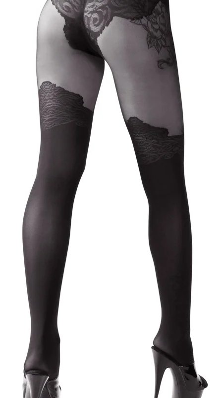 Cottelli LEGWEAR Black Over-the-Knee Open Design Tights 40/20 Denier