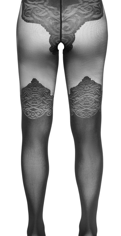 Cottelli LEGWEAR Black Over-the-Knee Open Design Tights 40/20 Denier